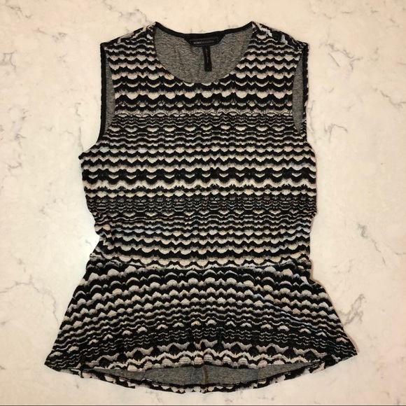 BCBGMaxAzria Striped Knit Peplum Top Size S - Picture 2 of 5